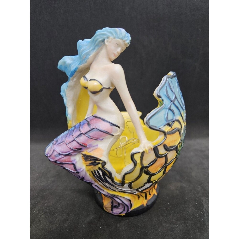 Mermaid STAINED GLASS LOOK Flicker Night Light Retro Decoration